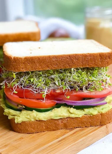 Avocado Sprouts Sandwich with fresh ingredients and toppings