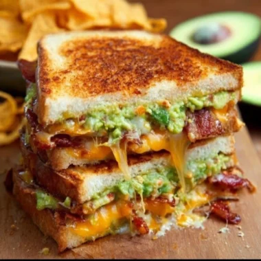 Bacon Guacamole Grilled Cheese Sandwich served on a plate