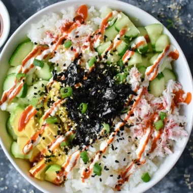 California Roll Sushi Bowls with fresh ingredients and vibrant presentation