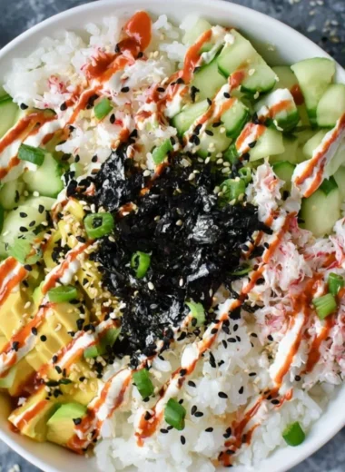 California Roll Sushi Bowls with fresh ingredients and vibrant presentation