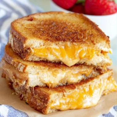 Easy air fryer grilled cheese sandwich with melted cheese and golden bread
