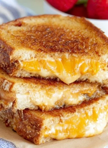 Easy air fryer grilled cheese sandwich with melted cheese and golden bread