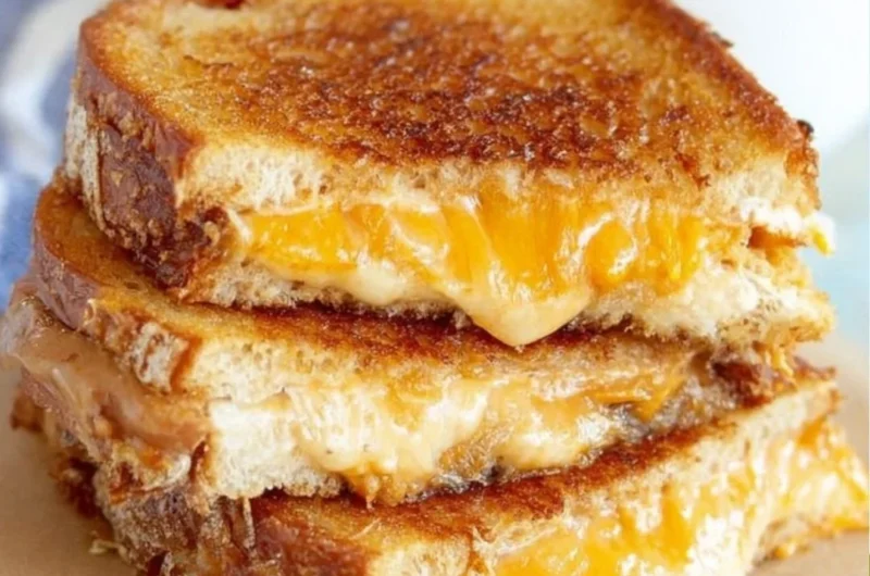 Easy air fryer grilled cheese sandwich with melted cheese and golden bread