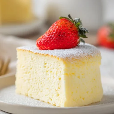 Fluffy Japanese Cotton Cheesecake with a light and airy texture.
