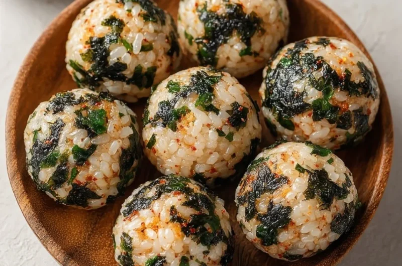 Delicious Korean Rice Balls (Jumeokbap) served with colorful ingredients
