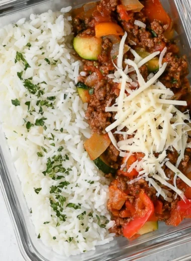 Delicious unstuffed pepper bowls prepared for meal prep with fresh ingredients.