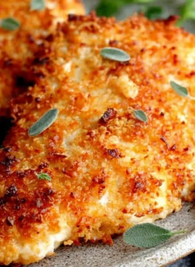Crispy Air Fryer Parmesan Crusted Chicken with Mayo on a plate