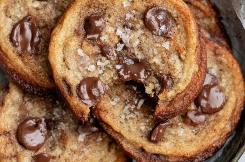 Freshly baked banana chocolate chip cookies on a cooling rack