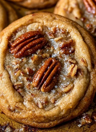 Homemade Butter Pecan Cookies on a decorative plate