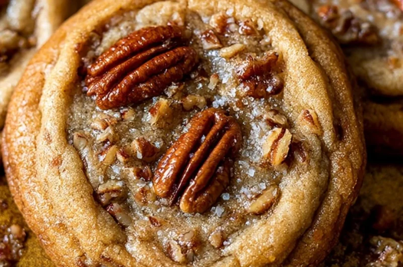 Homemade Butter Pecan Cookies on a decorative plate