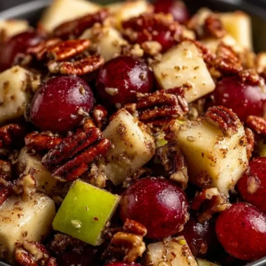 Cinnamon Apple Grape Salad with fresh fruit and cinnamon topping