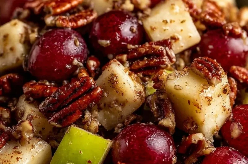 Cinnamon Apple Grape Salad with fresh fruit and cinnamon topping