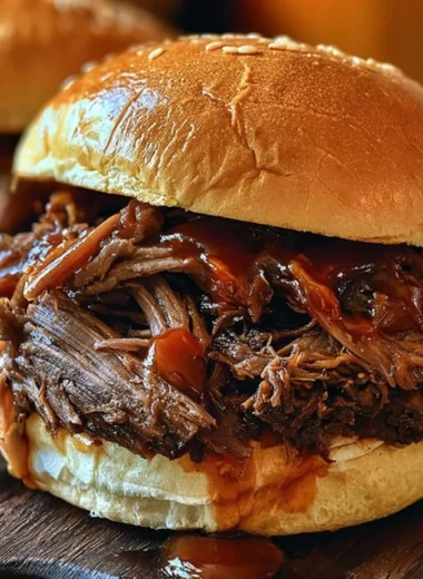 Crockpot BBQ beef sandwiches served on a plate with coleslaw