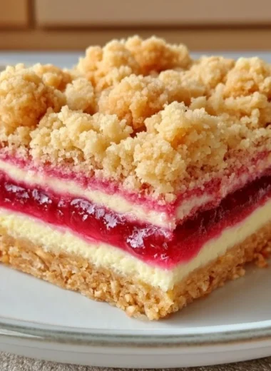 Delicious rhubarb cream cheese bars on a plate, perfect for celebrations.