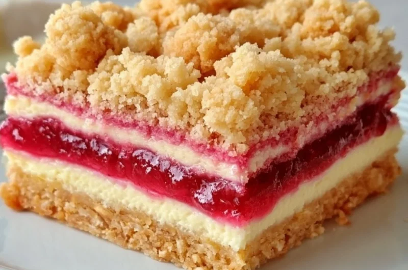 Delicious rhubarb cream cheese bars on a plate, perfect for celebrations.