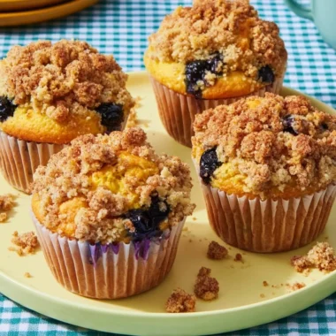 Extra big blueberry muffins with a golden crust and plump blueberries