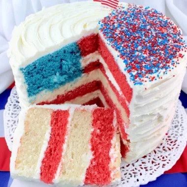 Delicious Flag Cake decorated with red, white, and blue frosting for celebrations