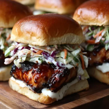 Honey Chipotle Chicken Sliders on a serving tray garnished with fresh herbs.
