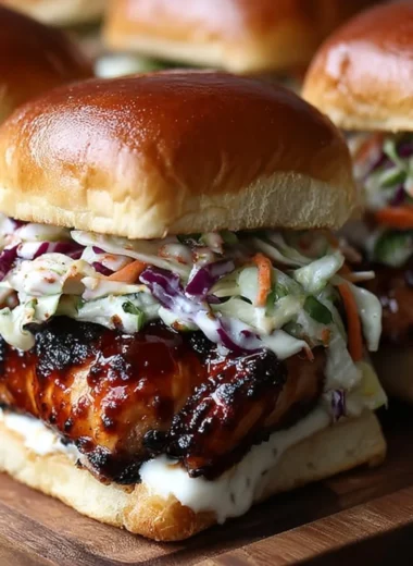Honey Chipotle Chicken Sliders on a serving tray garnished with fresh herbs.