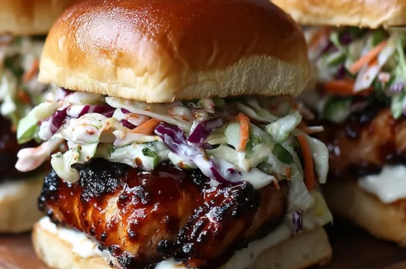 Honey Chipotle Chicken Sliders on a serving tray garnished with fresh herbs.