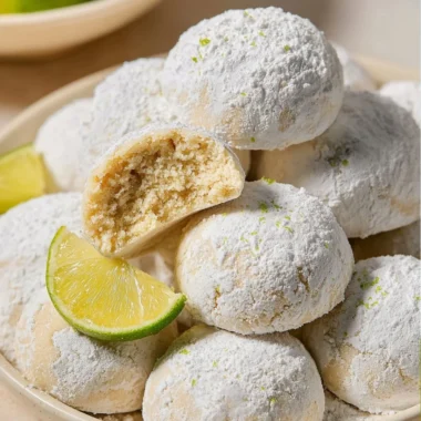 Freshly baked key lime cookies with a zesty glaze on a plate