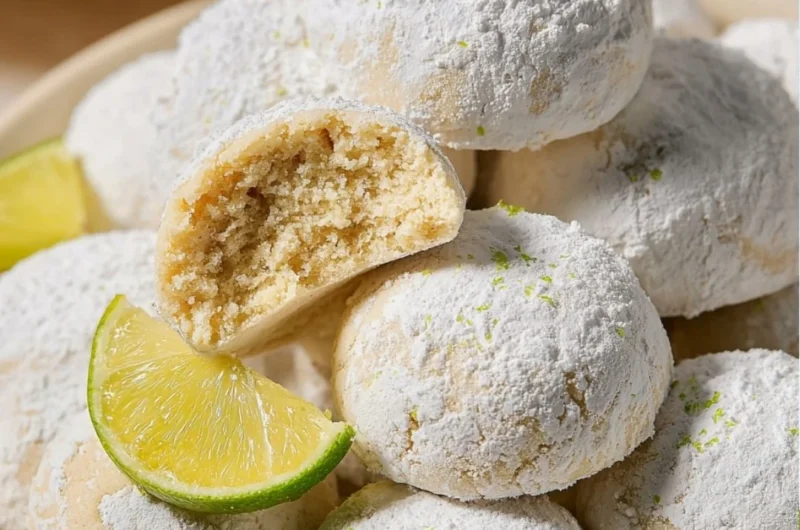 Freshly baked key lime cookies with a zesty glaze on a plate