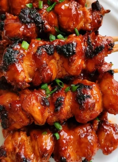Delicious Korean chicken skewers grilled to perfection with vibrant marinade