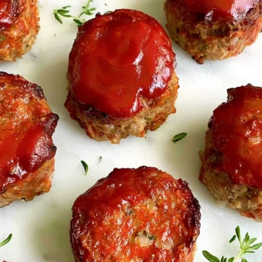 Delicious mini meatloaves served on a plate garnished with herbs