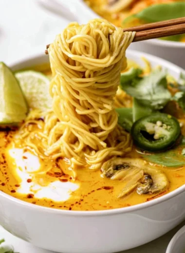 Quick vegan curry dish served with rice and fresh herbs
