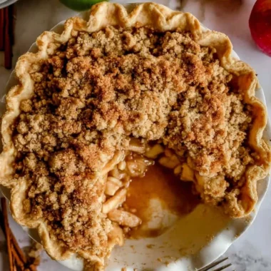 Delicious Dutch apple pie with all-butter crust and crunchy crumble topping.