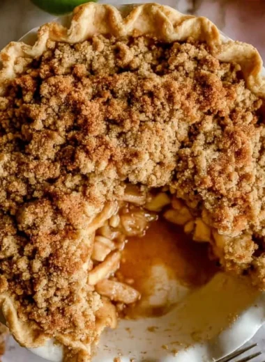 Delicious Dutch apple pie with all-butter crust and crunchy crumble topping.