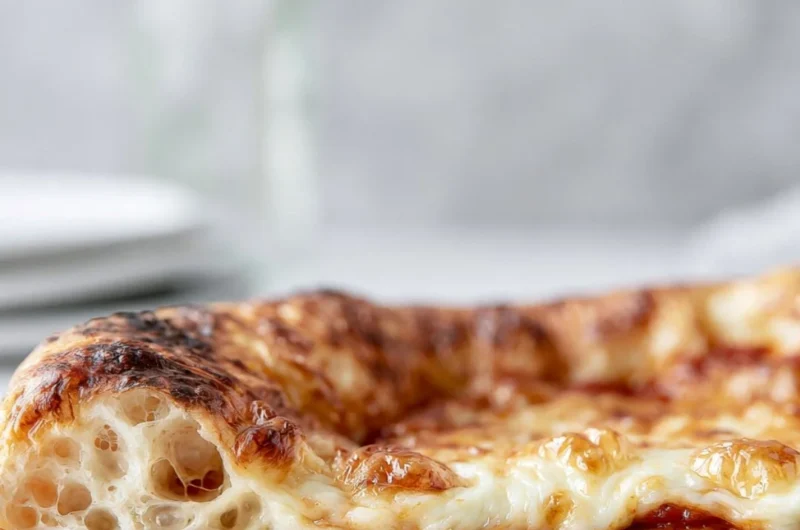 Homemade artisan pizza dough with a crispy, chewy crust ready for baking.