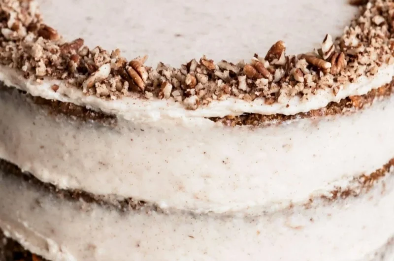 Delicious brown butter carrot cake topped with cream cheese frosting