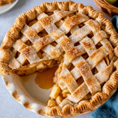 Homemade classic apple pie with a flaky crust and fresh apple filling