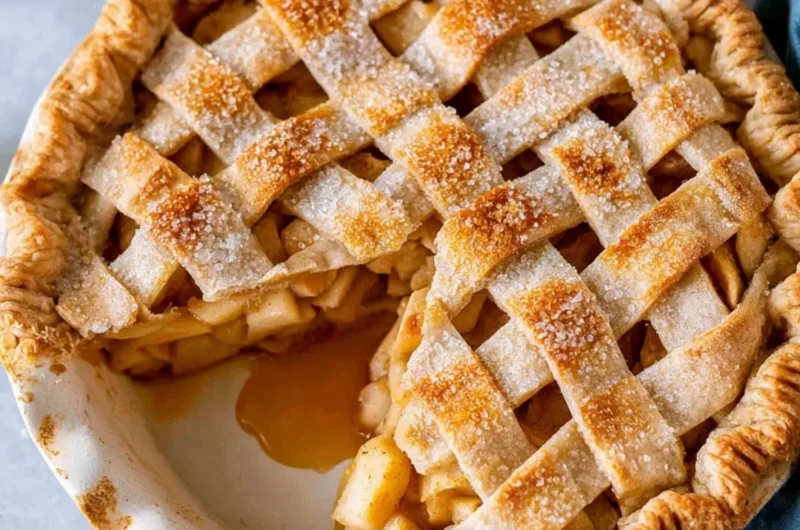 Homemade classic apple pie with a flaky crust and fresh apple filling