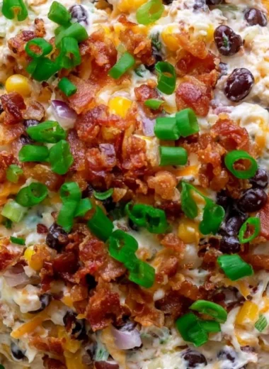 Delicious bowl of Cowboy Corn Dip ready for serving at a party.