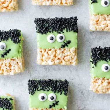 Halloween-themed Frankenstein Treats with colorful decorations and spooky designs