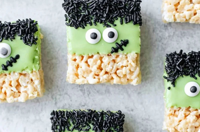 Halloween-themed Frankenstein Treats with colorful decorations and spooky designs