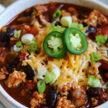 Healthy high protein chili dish with fresh ingredients served in a bowl