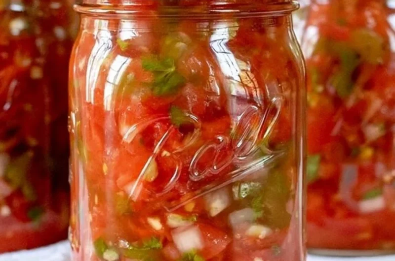 Fresh homemade salsa recipe for canning with tomatoes and spices