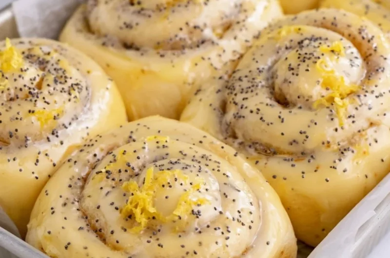 Delicious homemade lemon rolls with a citrus glaze
