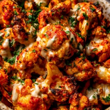 Moroccan Cauliflower drizzled with tahini-honey sauce