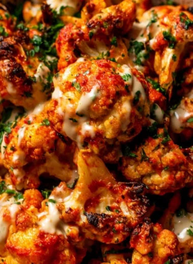 Moroccan Cauliflower drizzled with tahini-honey sauce