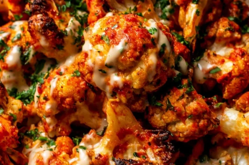 Moroccan Cauliflower drizzled with tahini-honey sauce