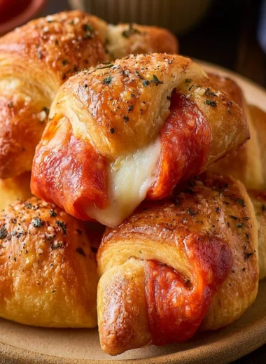 Pepperoni Pizza Crescent Rolls baked to golden perfection
