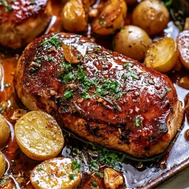 Delicious sheet pan pork chops with roasted potatoes