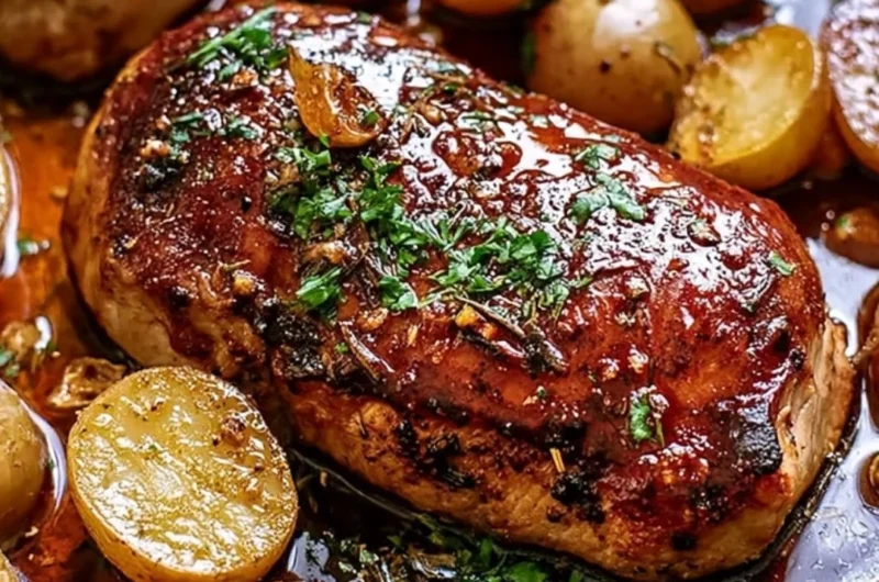 Delicious sheet pan pork chops with roasted potatoes