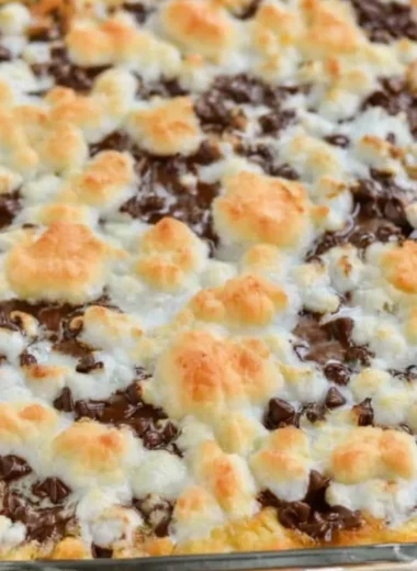 Delicious S'mores Magic Bars with chocolate, graham crackers, and marshmallows.