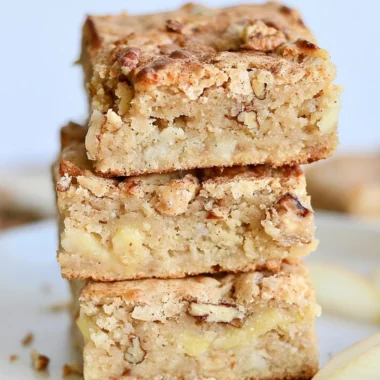 Delicious homemade Apple Brownies with apples and cinnamon glaze