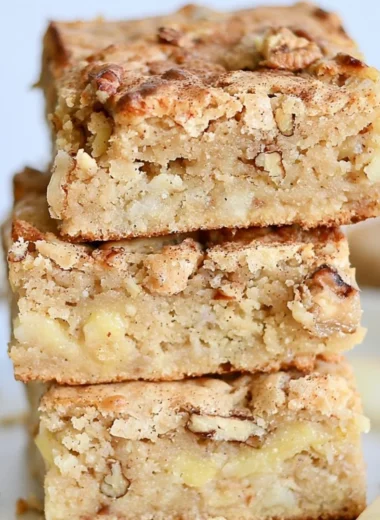 Delicious homemade Apple Brownies with apples and cinnamon glaze